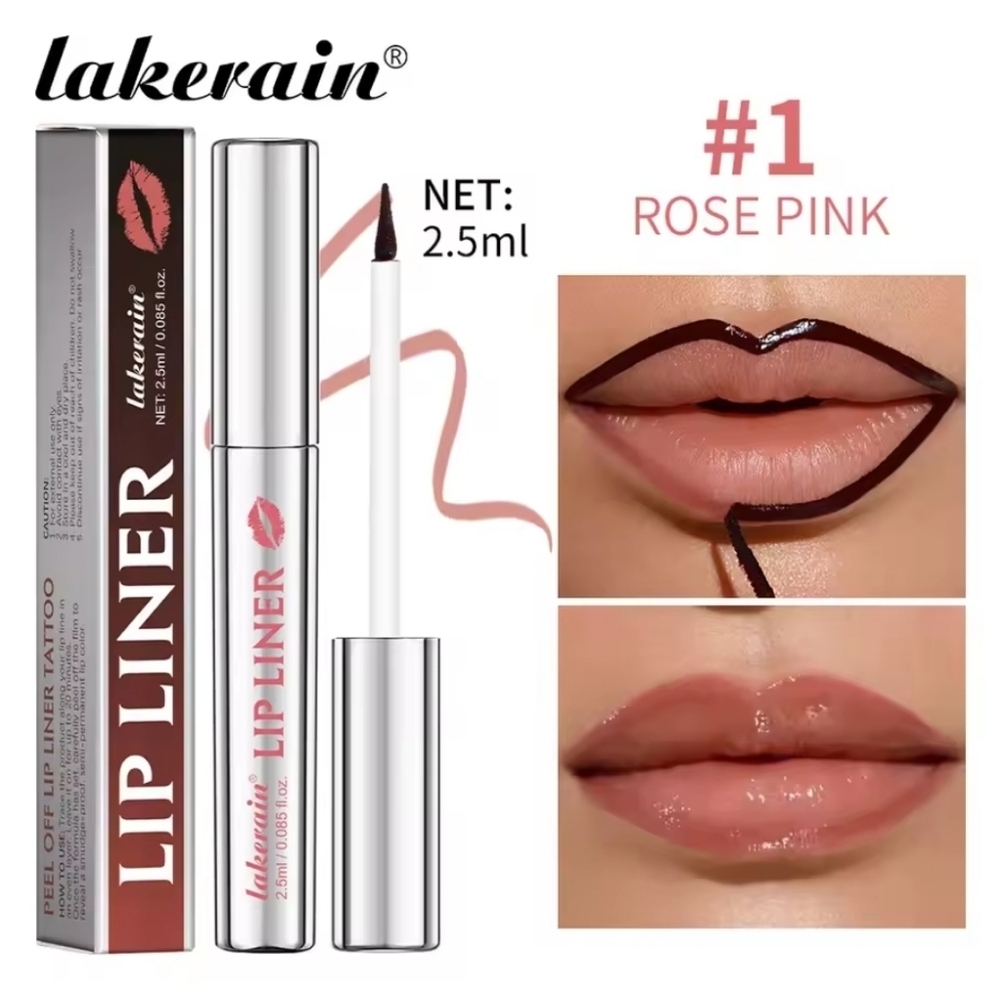 Lakerain Rose Pink Shade #1 Lip Liner Peel Off Tattoo New